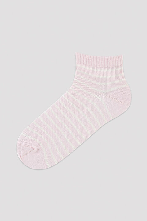 Kız Çocuk Pembe Çizgili 4lü Patik Çorap - 3