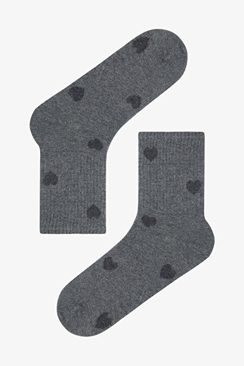 5 Çift Pamuklu Kalp Desenli Tenis Soket Çorap - 3