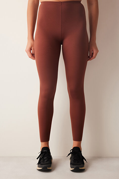 Kahverengi Yüksek Bel Toparlayıcı Miracle Slimmer Crop Tayt PHAZF63X24SK-CPC - Cappuccino - Penti