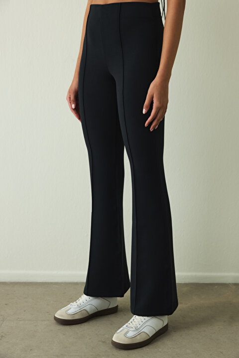 Black High Waist Modal Bell-bottom Trousers PHBXFPK425SK-BK3