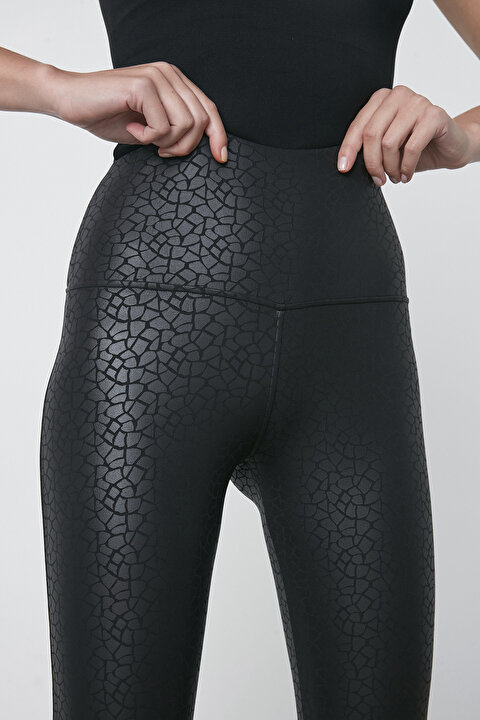 Siyah Push Up Geo Printed Tayt - 3