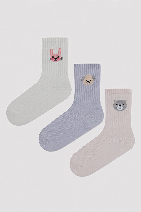 Kız Çocuk Cute Animals 3 lü Soket Çorap
