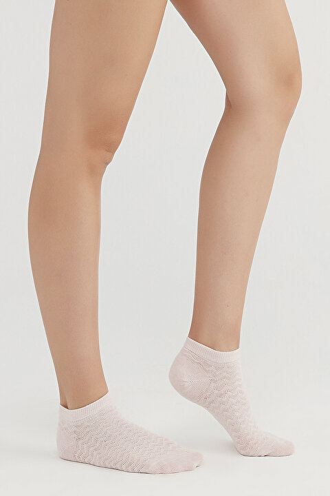 Çok Renkli Zigzag 4lü Patik Çorap - 4