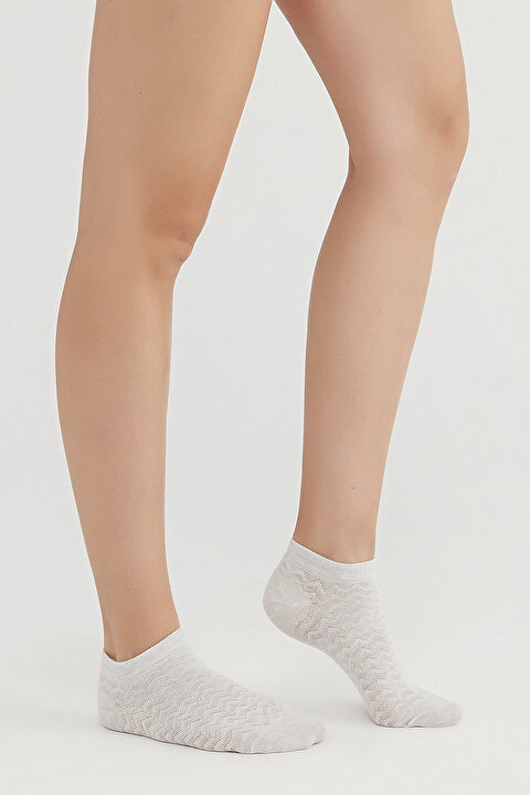 Çok Renkli Zigzag 4lü Patik Çorap - 5