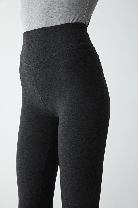 Dark Grey Melange Push Up Thermal Leggings - 4