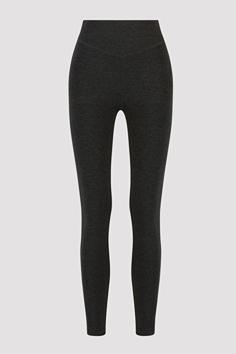 Dark Grey Melange Push Up Thermal Leggings - 6