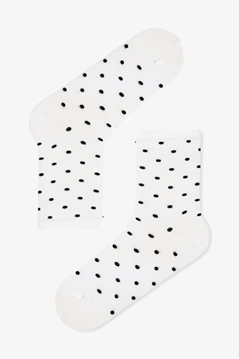 5 Çift Pamuklu Puantiye Desenli Soket Çorap - 3