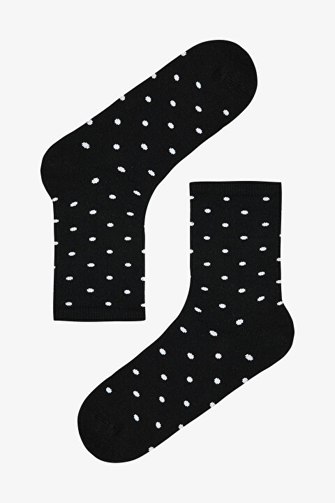 5 Çift Pamuklu Puantiye Desenli Soket Çorap - 4