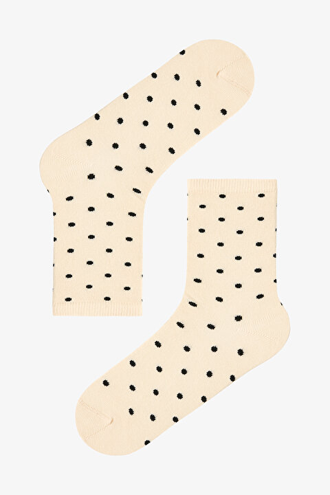 5 Çift Pamuklu Puantiye Desenli Soket Çorap - 5