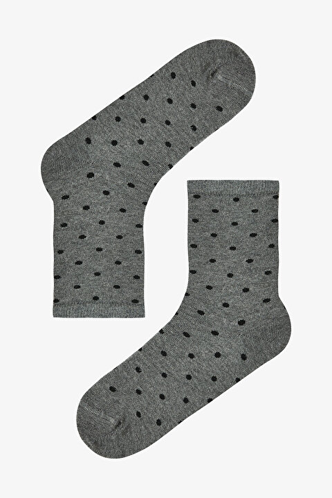 5 Çift Pamuklu Puantiye Desenli Soket Çorap - 6