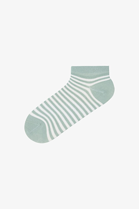 5 Çift Pamuklu Çizgili Patik Çorap - 4