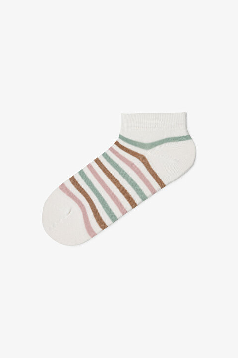 5 Çift Pamuklu Çizgili Patik Çorap - 6