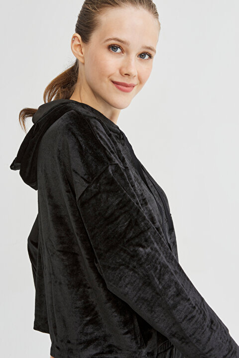 Siyah Velvet Sweatshirt - 3