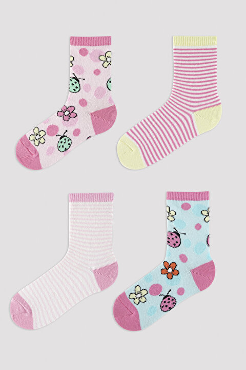 Kız Çocuk Ladybird 4lü Soket Çorap
