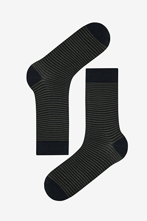 Erkek İnce Çizgili 5li Lacivert Soket Çorap - 6