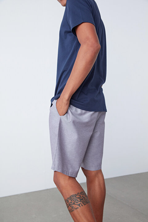 Navy Stripes Şort Takım - 5