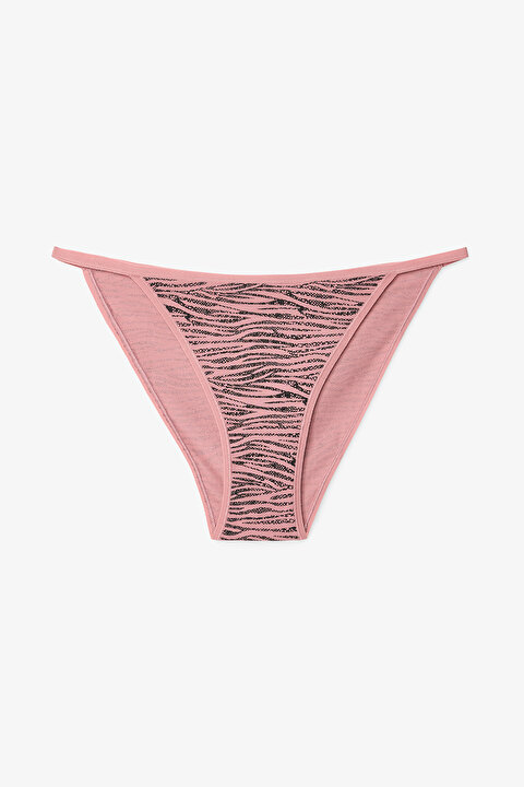 Mix Zebra Patterned Rope Detailed Low Waist 3in1 Slip - 3