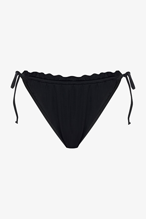 Siyah Super Frill Bağlamalı Düşük Bel Bikini Altı - 5