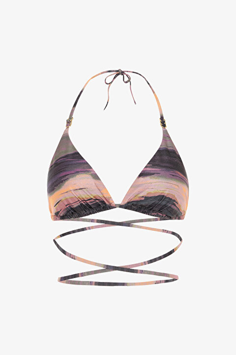 Nixie Çizgili Tokalı Üçgen Bikini Üstü - 5