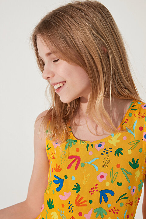 Teen Cute Printed Elbise - 3