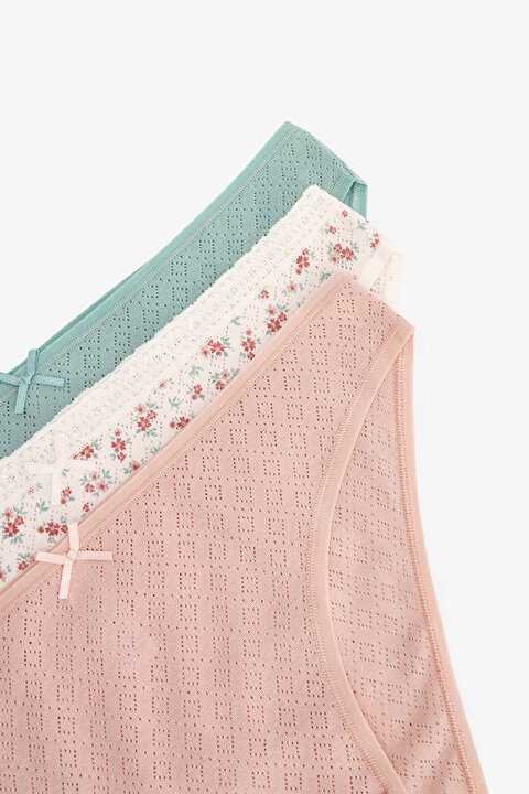 Mixed Color Soil Blossom Low Waist Pointel 3in1 Slip - 5