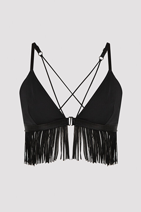 Black Triangle Tassel Bra - 5