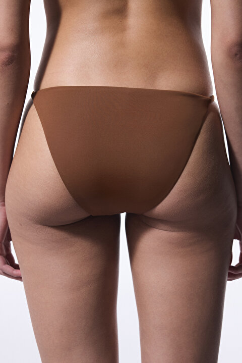 Kahverengi Libby Side Tokalı Slip Bikini Altı - 3