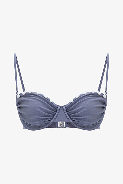 Seashell Gri Balenli Bikini Üstü - Gamze Erçel Koleksiyonıu - 7