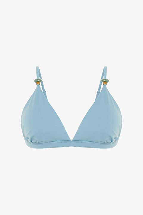 Mavi Maya Boncuklu Üçgen Bikini Üstü - 5
