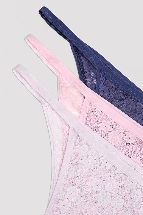 Lilac Lace Dantel 3lü Brazilian Külot - 5
