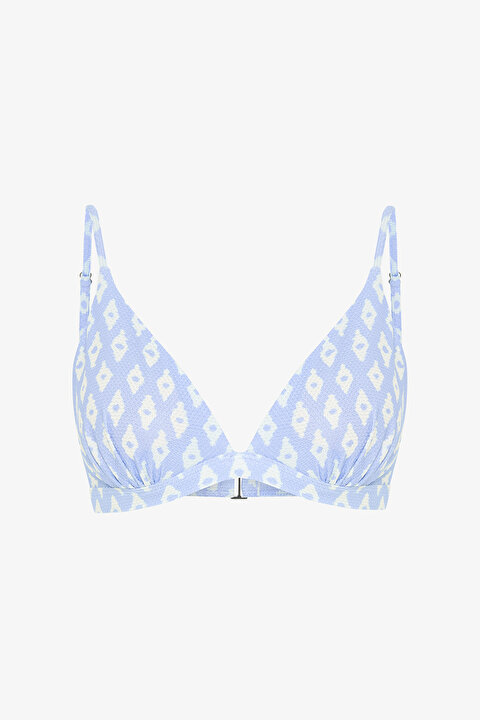 Geometrik Desenli Parlak  Üçgen Bikini Üstü - 5