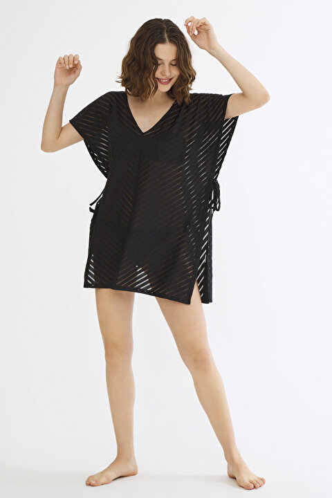 Siyah Wave Kaftan - 5