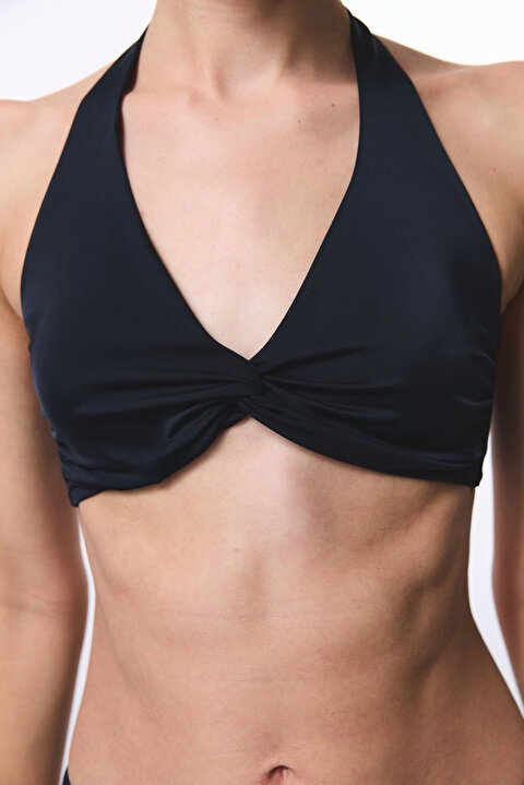 Siyah New Üçgen Twist Bikini Üstü - 3