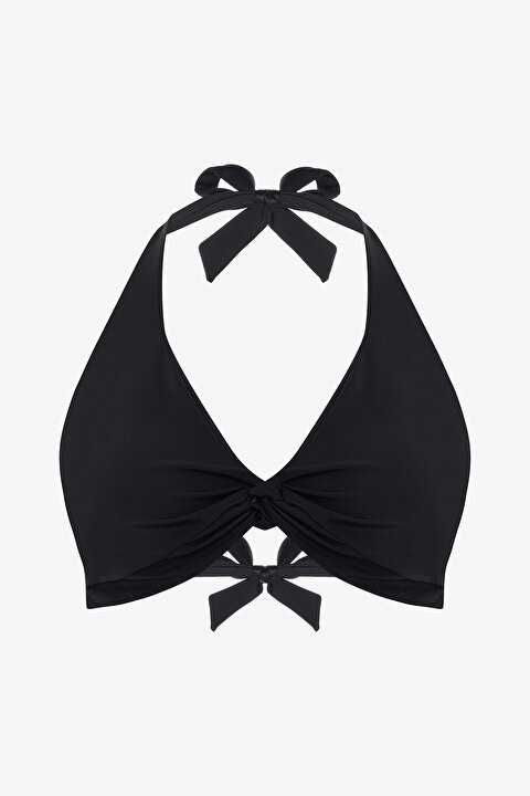 Siyah New Üçgen Twist Bikini Üstü - 5