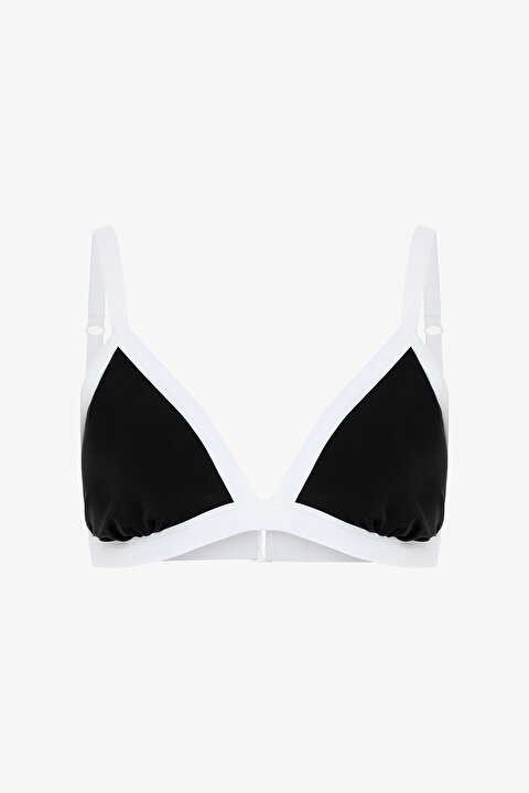 Siyah Gina Çıkarılabilir Kaplı Üçgen Bikini Üstü - 6