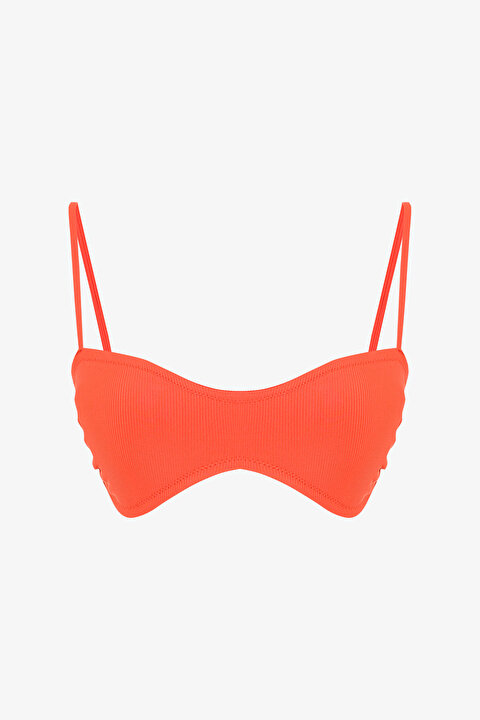 Praslin Minimal Kesim Kırmızı Bandeau Bikini Üstü - 6