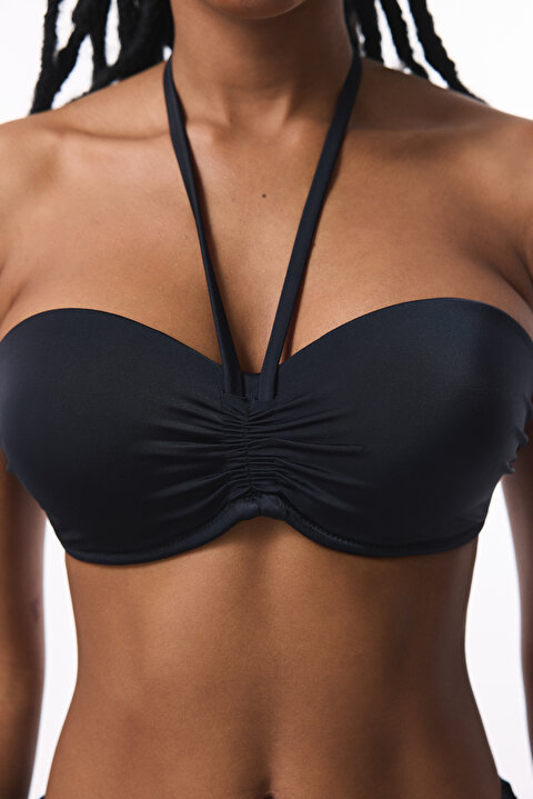 Siyah Pop Up Push Up Balenli Bikini Üstü - 3