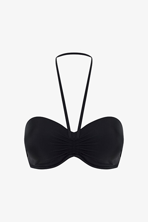 Siyah Pop Up Push Up Balenli Bikini Üstü - 5