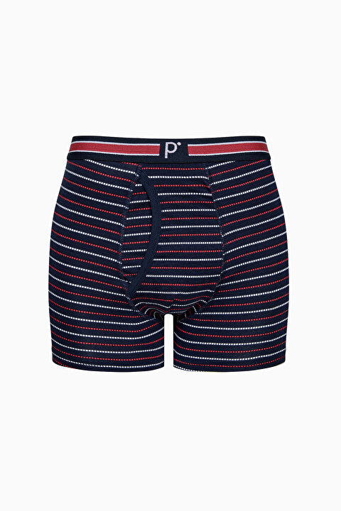 Erkek Kırmızı Çizgili 3lü Çok Renkli Boxer - 3
