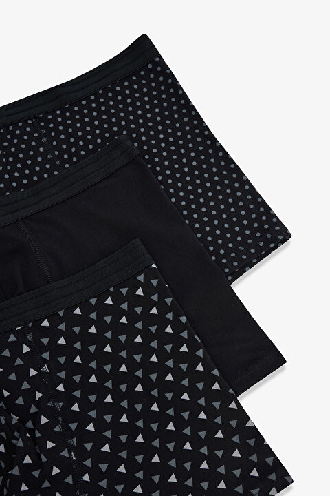 Erkek Black Point Pamuklu 3lü Çok Renkli Boxer Külot - 5