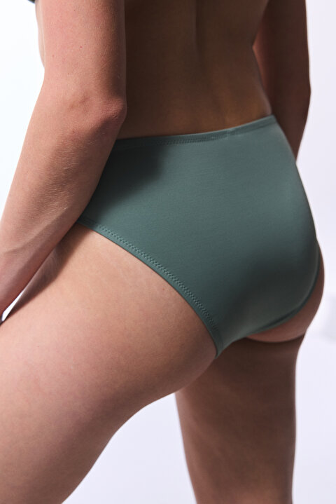 Haki Cover Yüksek Bel Bikini Altı - 4