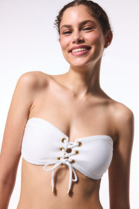 Krem Maggie Straplez Bikini Üstü - 3