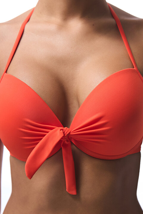 Mercan Boyundan Bağlamalı Push Up Balenli Bikini Üstü - 3