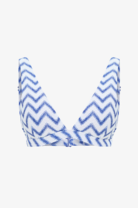 Biana Navy Deep V Kesim Zigzag Desenli Bikini Üstü - 5