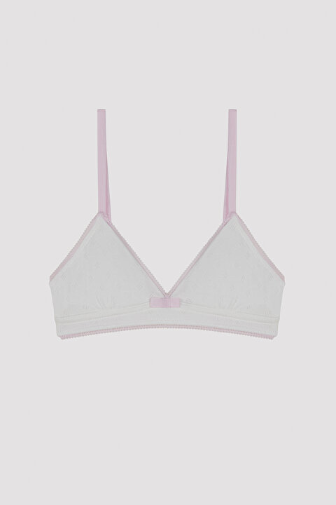 Kız Çocuk My First Bra Flower Pointel Pamuklu 2'li Sütyen - 3
