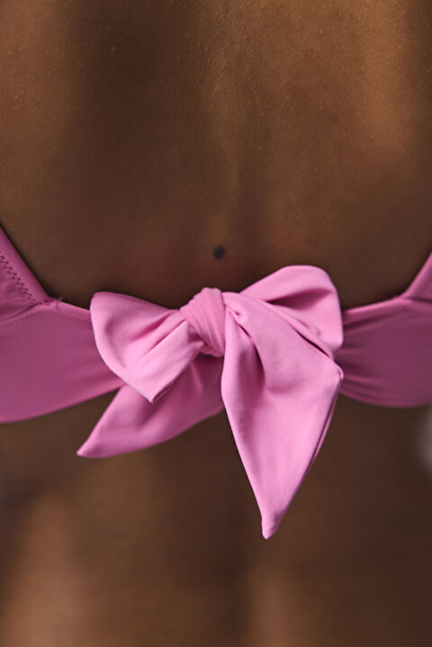 Pembe Begonia Fırfırlı Bikini Üstü - 6