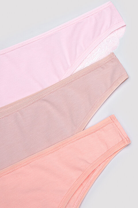 Coral Vibes Lacy Dantel Back 3lü Brazilian Külot - 5