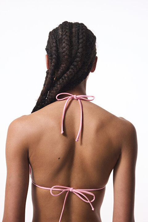 Pembe Boncuklu Üçgen Bikini Üstü - Gamze Erçel Koleksiyonu - 3