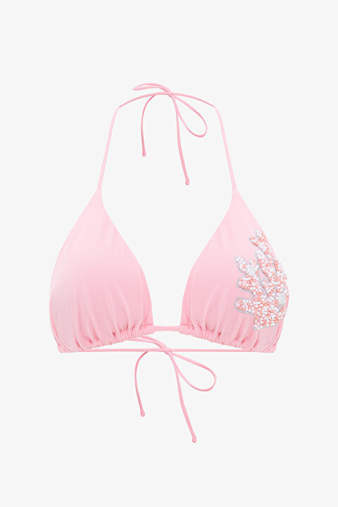 Pembe Boncuklu Üçgen Bikini Üstü - Gamze Erçel Koleksiyonu - 6