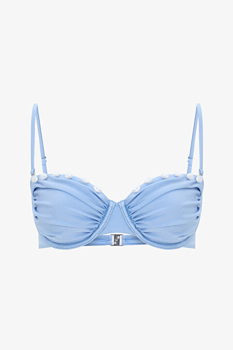 Seashell Boncuklu Mavi Balenli Bikini Üstü - Gamze Erçel Koleksiyonu - 6